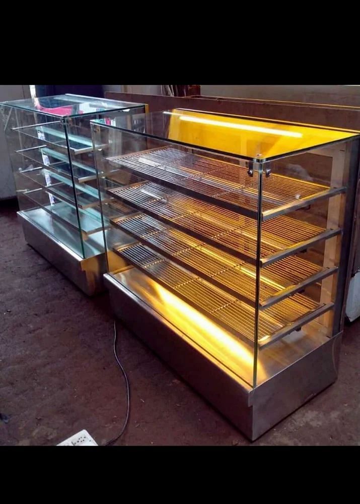 Stainless Steel Square Commercial Cake Display Counter