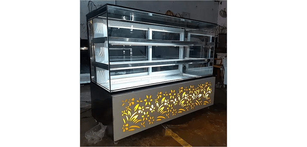 Stainless Steel Square Hot Display Counter, For Shop