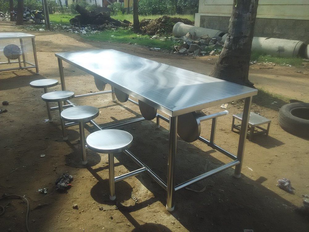 Stainless Steel Ss Dining Table Set, Customizable