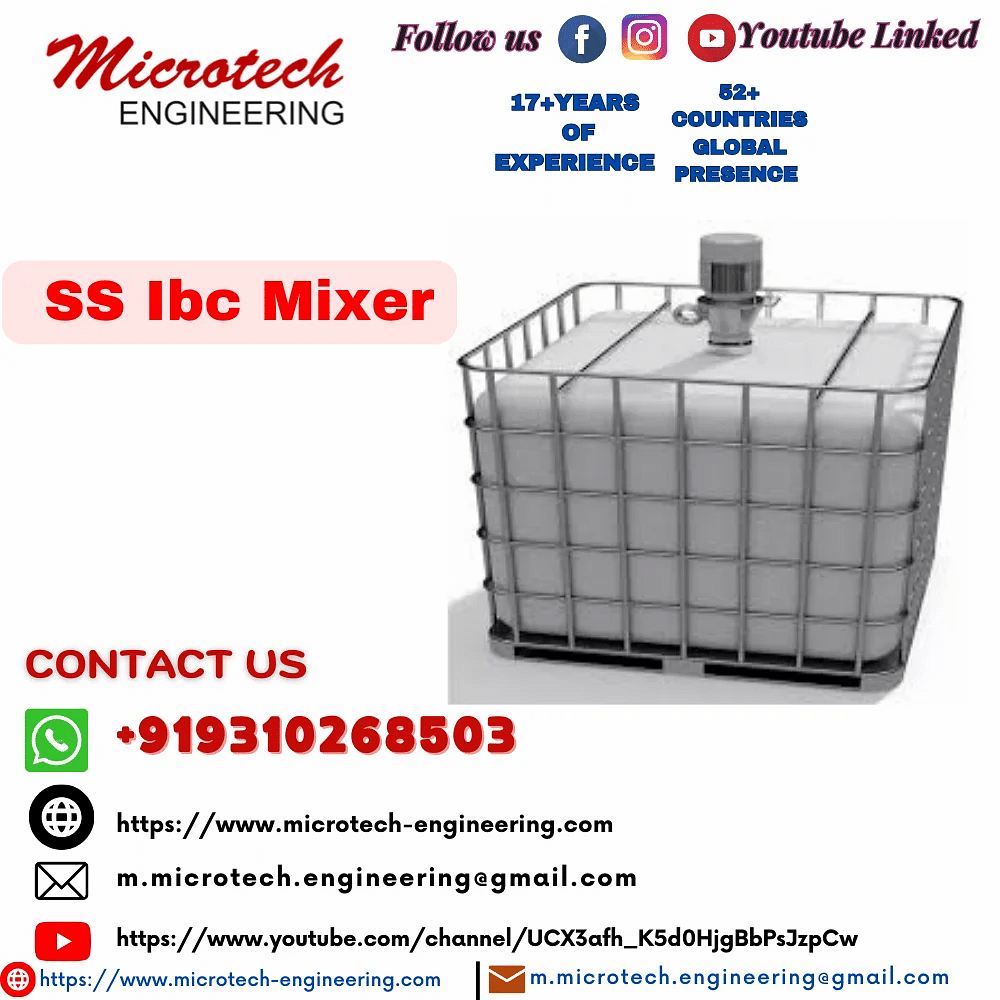 Stainless steel SS Ibc Mixer, For Industrial, Capacity: 1000-10000L