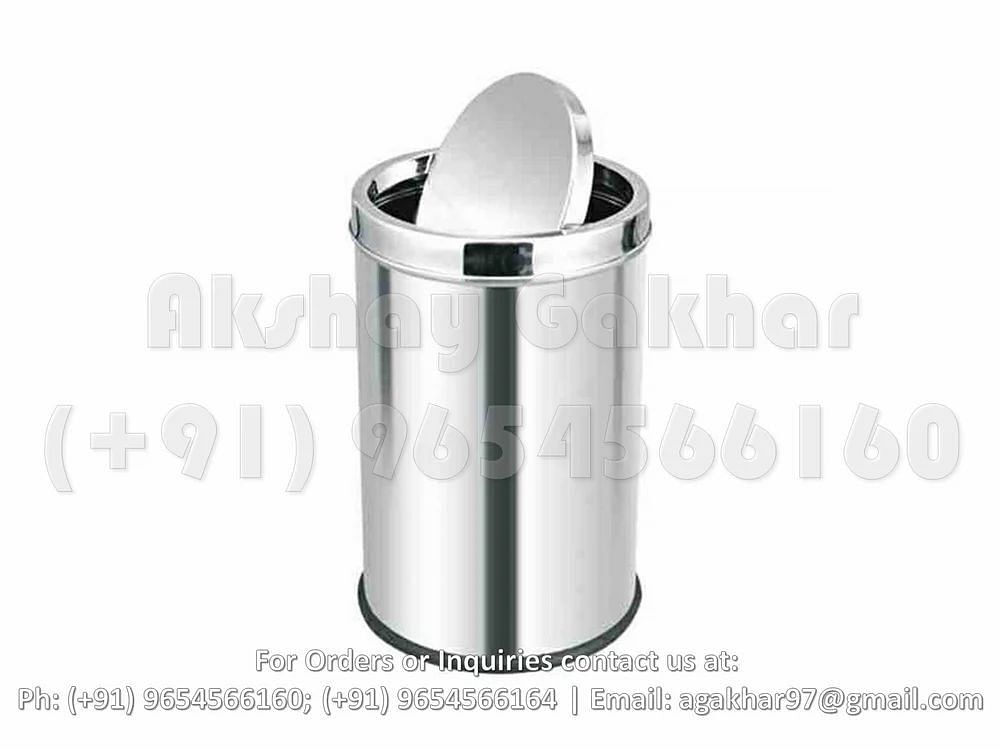 Stainless Steel Swing Lid Dustbin, For Office