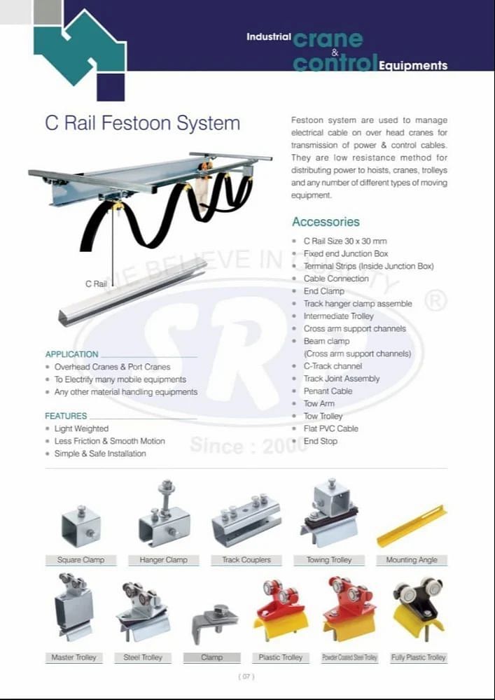 Steel C Rail Festoon System, Model Name/Number: Ugam Engineering, Size/Dimension: 30*30