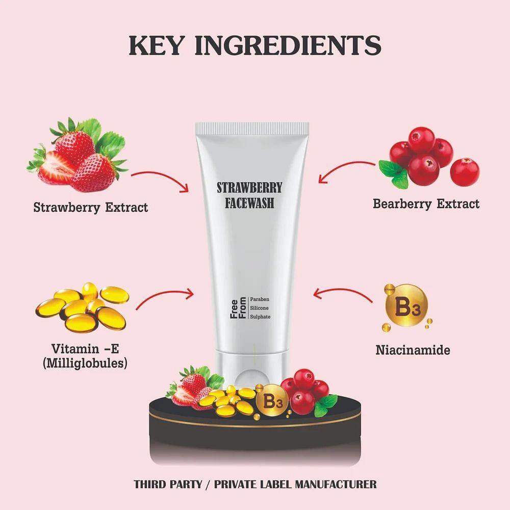 Strawberry Face Wash Third Party Manufacturing, 100ml