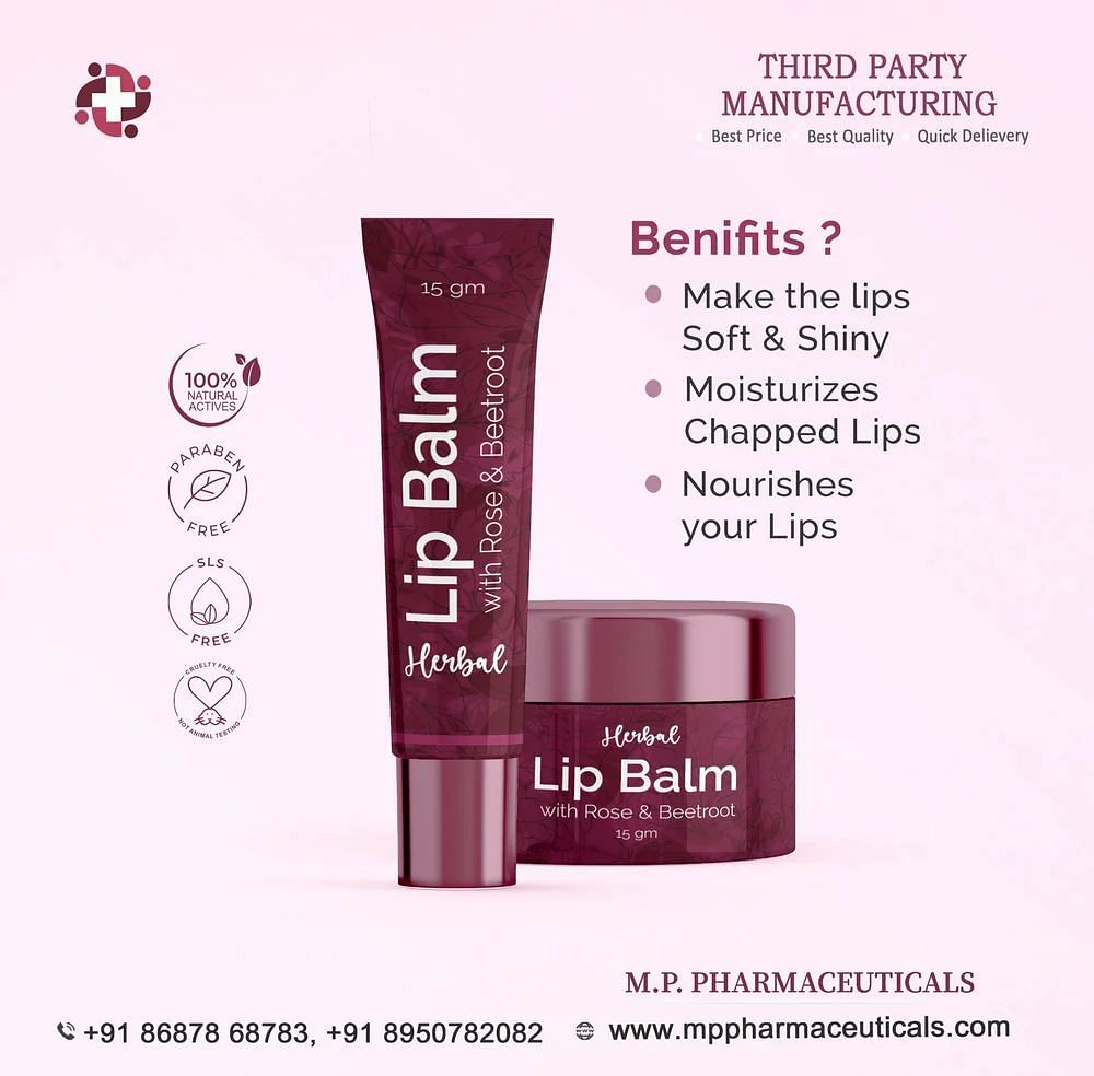 Strawberry Pink Herbal Lip Balm, For Personal