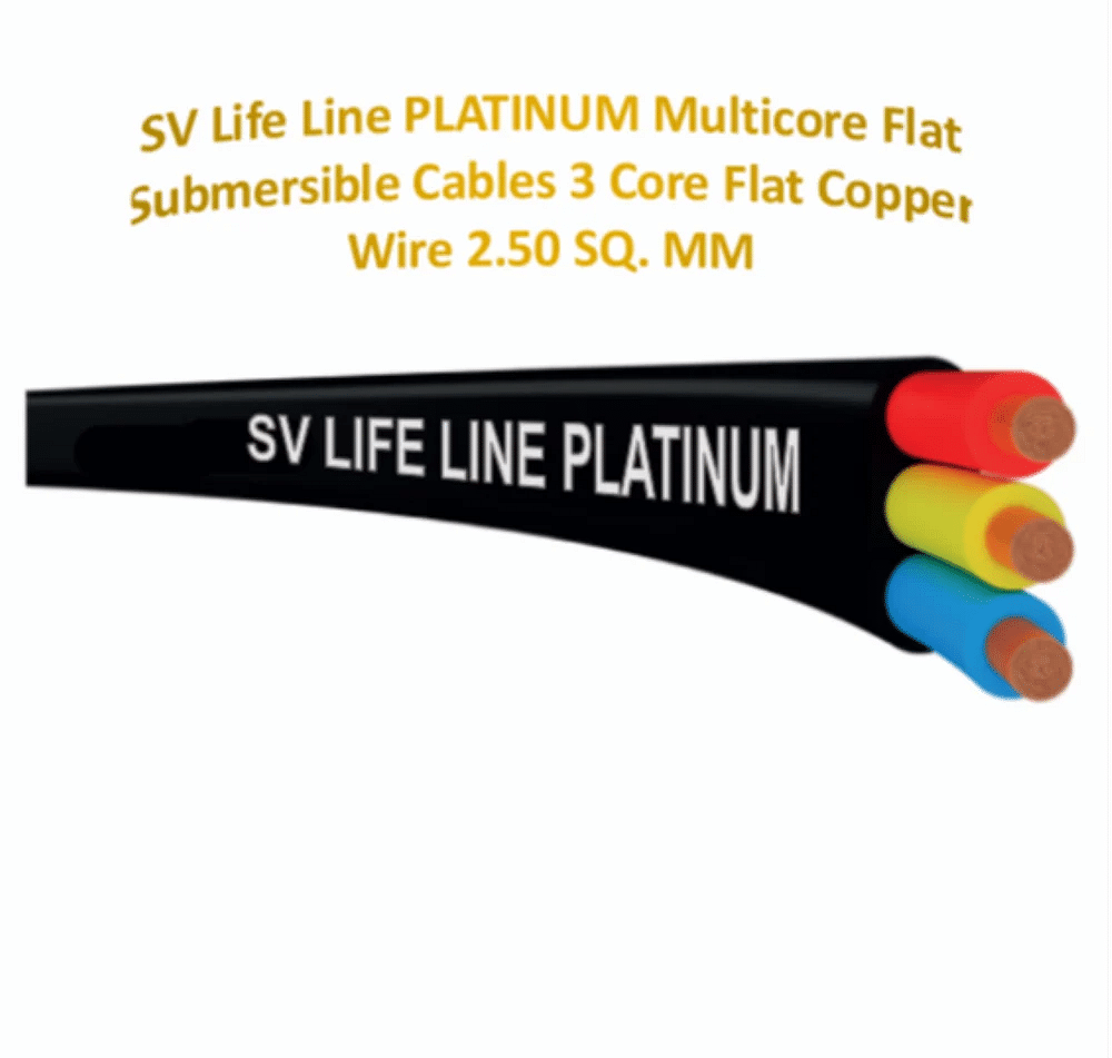 SV Life Line STANDARD Multicore Flat Submersible Cables 3 Core Flat Copper Wire 6.00 SQ. MM