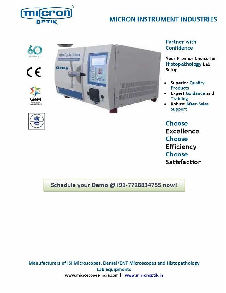 Tabletop Autoclave Make Micron Optik (CE, ISO Certified)