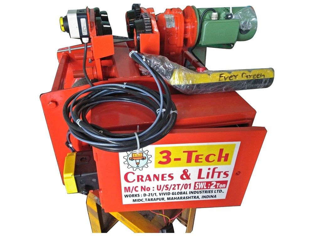 Three Phase Trolley Non Flame Proof Electric Wire Hoist, Capacity: 0.5 Ton To 20 Ton, Load Capacity: 2 Ton