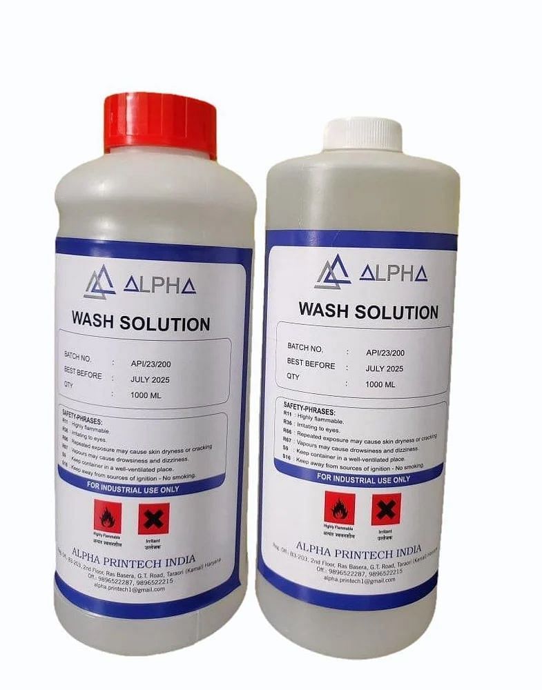 Transparent Alpha Wash Solution Inkjet Head Cleaner, Capacity: 1 Litre, Packaging Type: Plastic Bottle