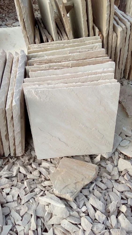 Unpolished Mint Sandstone slab, For Flooring, 18 mm