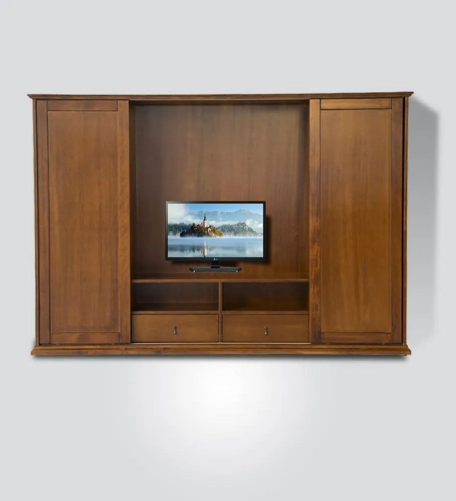 Wall Mounted Brown Wooden TV Cabinet