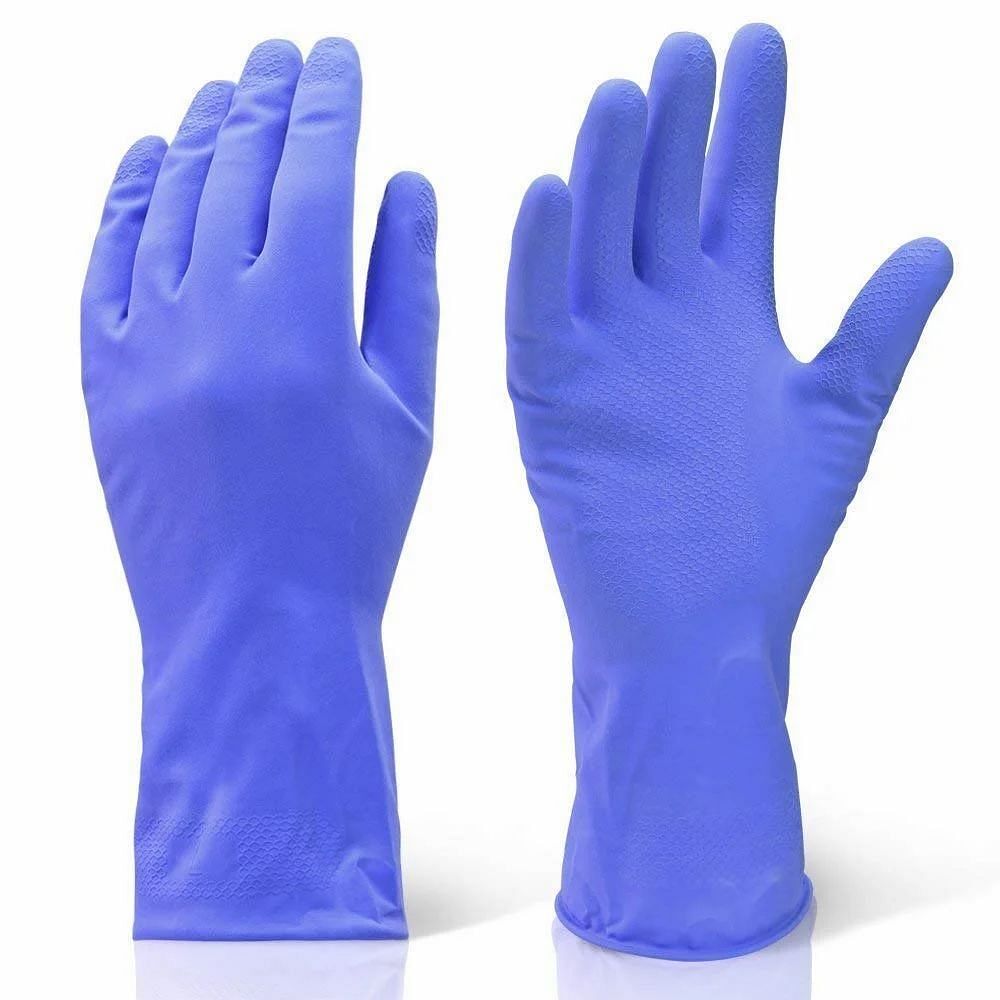 Washable Blue Rubber Hand Gloves