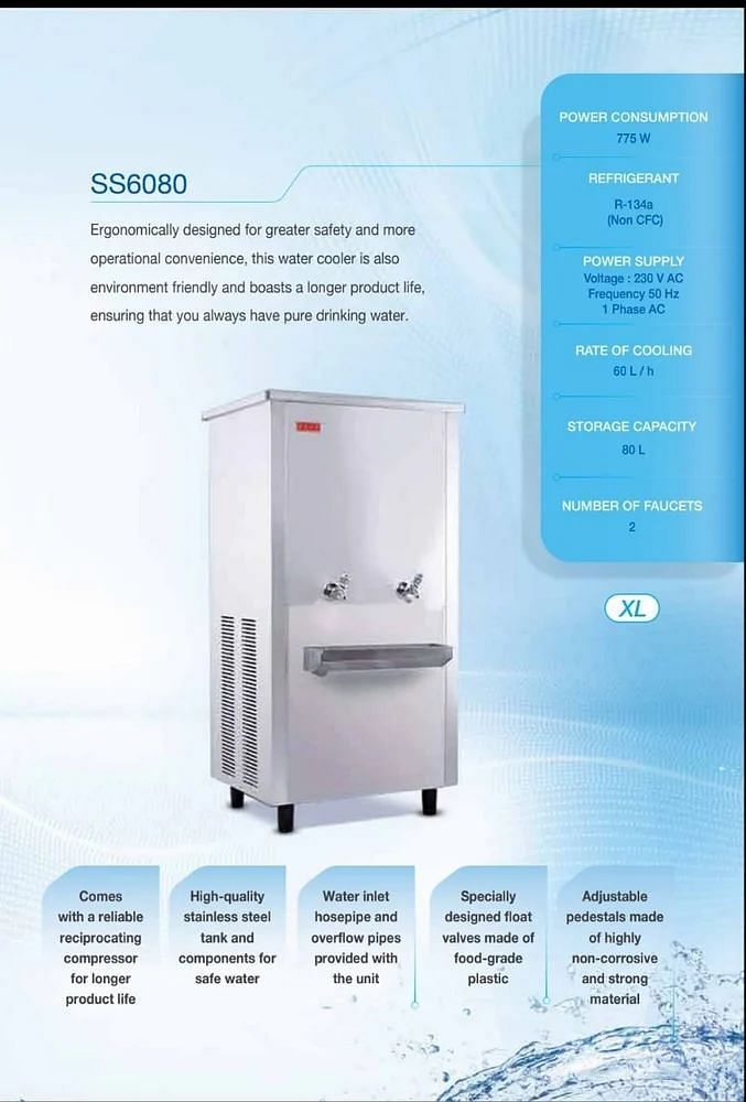 Water Cooler Ss 6080 Usha International, Cooling Capacity: 5 L/Hr, Number Of Taps: 2