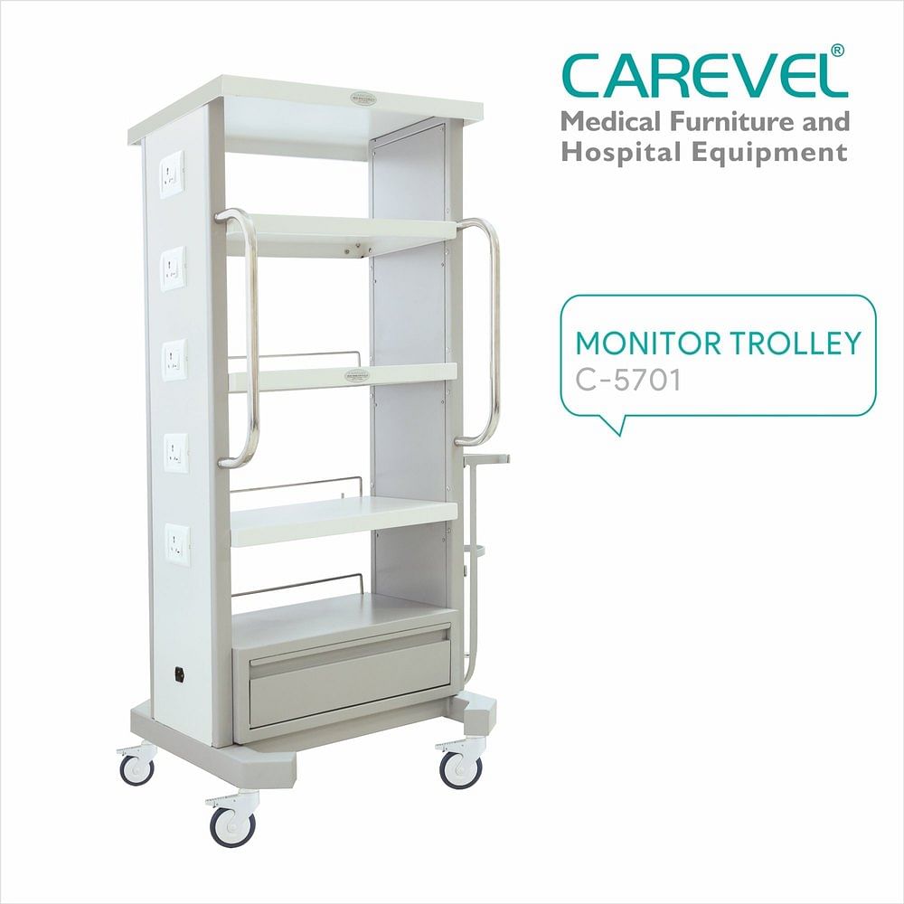 White Carevel C 5701 Monitor Trolley, For Hospitals