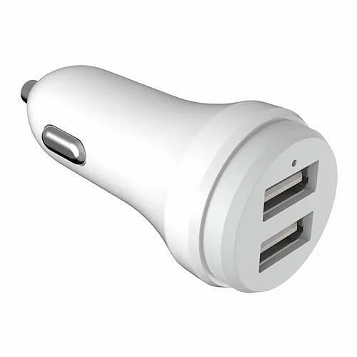 White Dual USB Car Charger