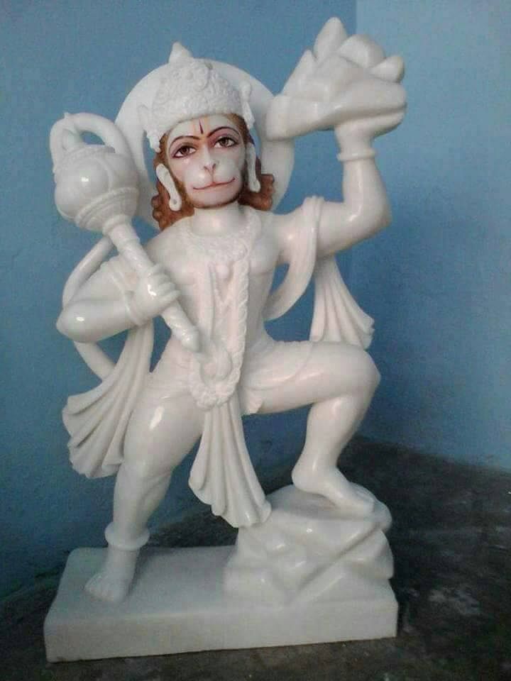 White Hanuman Marble Statue, For Worship, Size: 27 Inch ( Height)