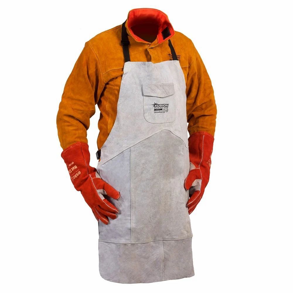 White Leather Welding Apron, For industrial use, Size: Free Size