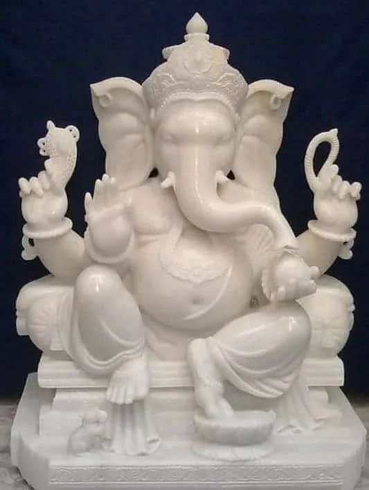 White Lord Ganesha Marble Statue, Box