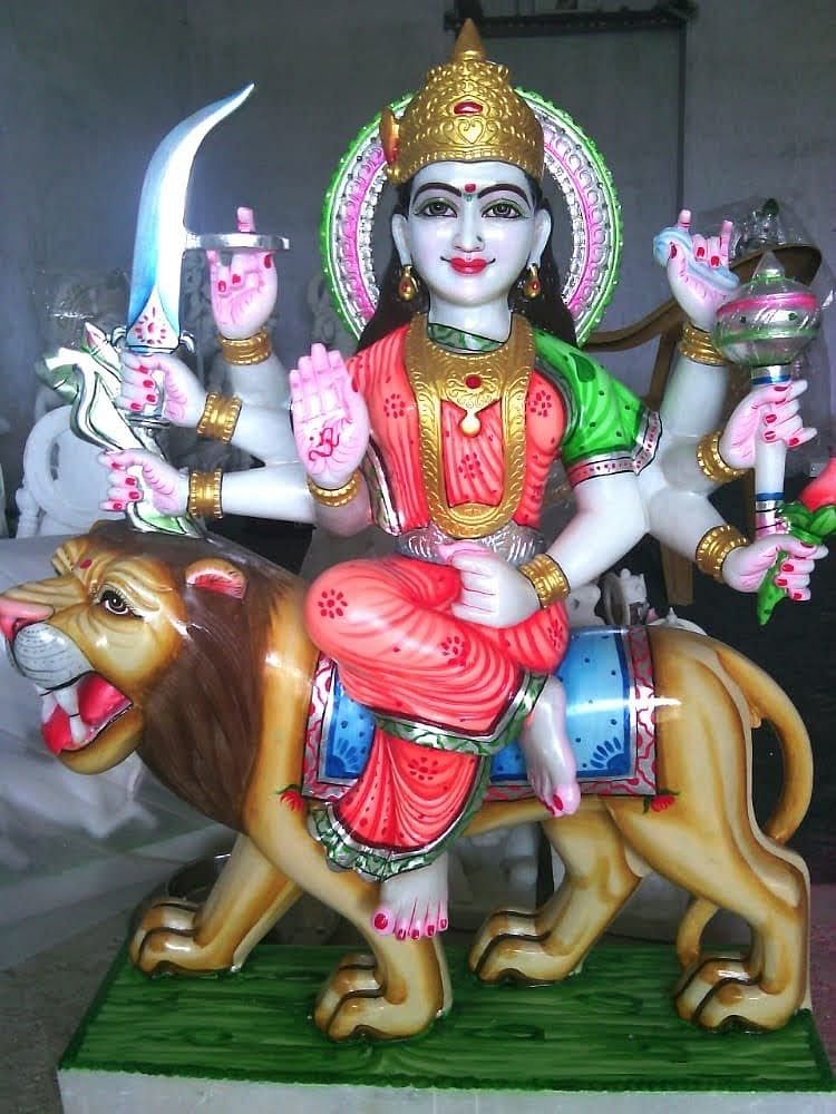 White marble durga statue, Home