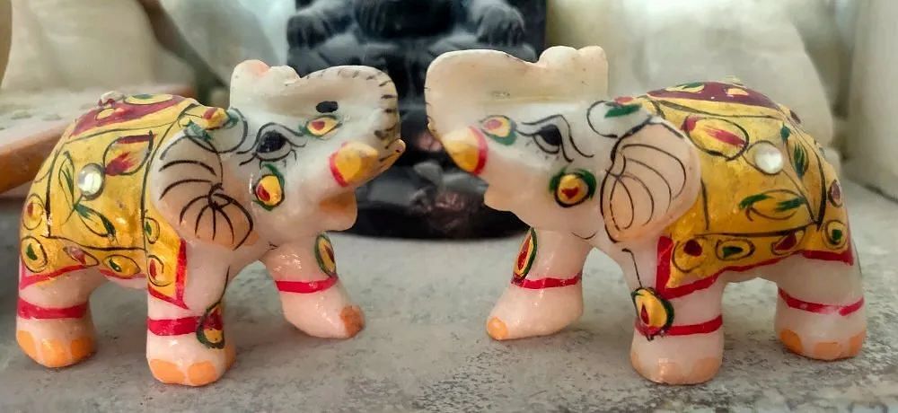 White Marble Elephant Statue, For Interior Decor