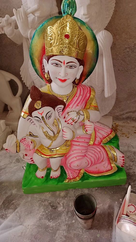 White Marble Ganesh Ji Statues, Temple