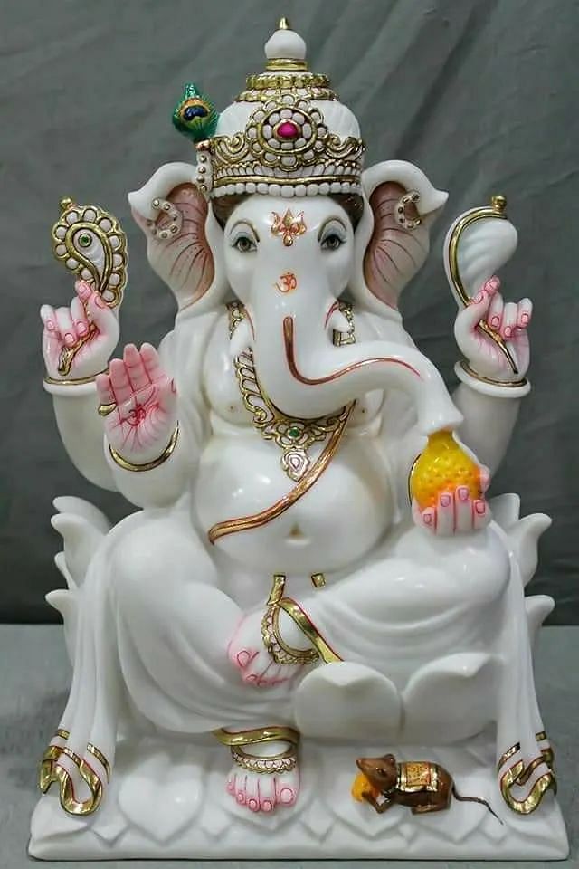 White Marble Jaipur Ganesh Ji Statues, for Temple