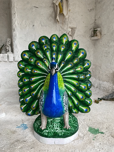 White Marble Peacock Statue