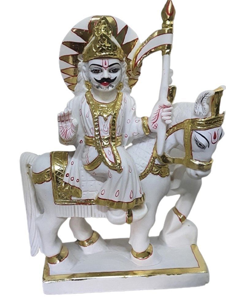 White Painted Marble Baba Jaharveer Statue, For Worship, Size: 4 Feet