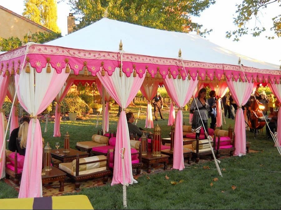 White poly cotton Jaipuri shamiyana tent, For Outdoor, Size: 600 Sq Feet