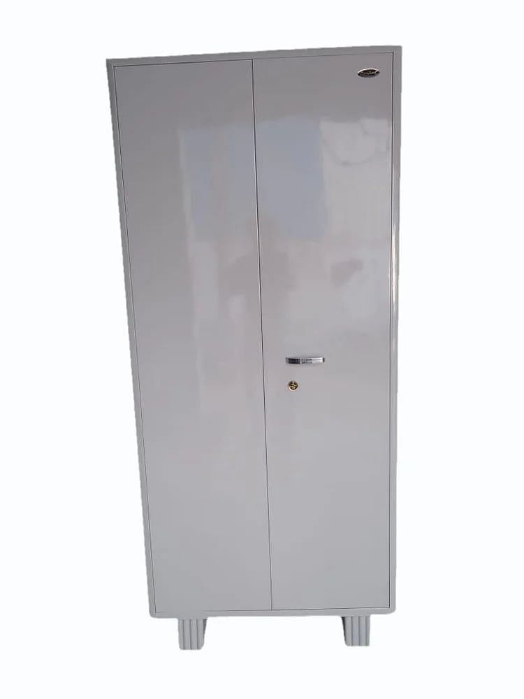 With Locker White Double Door Mild Steel Almirah, 4 Shelves, Without Mirror