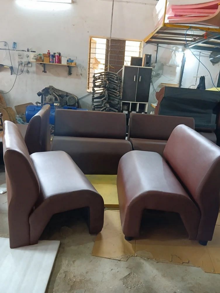 Wooden 2 Seater Brown Sofa