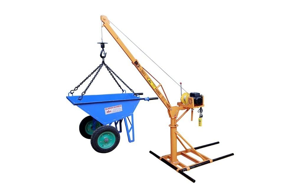 Yellow Electric Mini Cranes 150 Kg, Max Height: 65feet