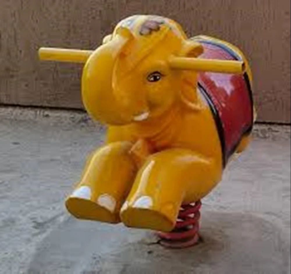 Yellow FRP Elephant Spring Rider