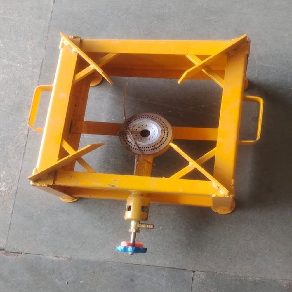 Yellow Mild Steel Single Burner Gas Bhatti