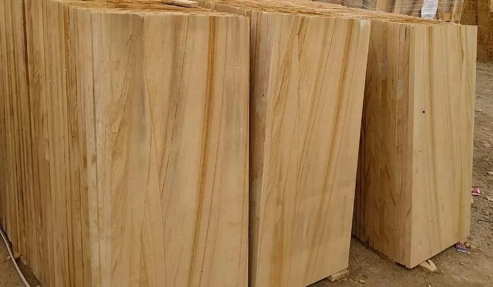 Yellow Natural Teakwood Sandstone Tiles, Thickness: 20mm