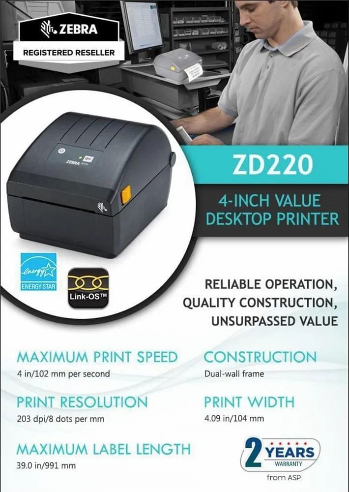 Zebra Zd220 Barcode Printer