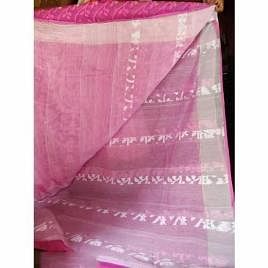 Pink boutiqe work Party Wear Jamdani Saree, Packaging Type: Packet